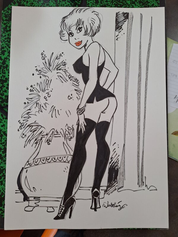 François Walthéry, Natacha en cuissardes noires - Planche originale