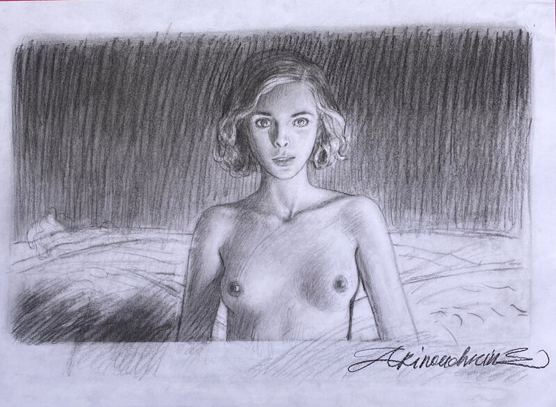 Andréi Arinouchkine, illustration originale, Jeune Femme au Réveil... - Illustration originale