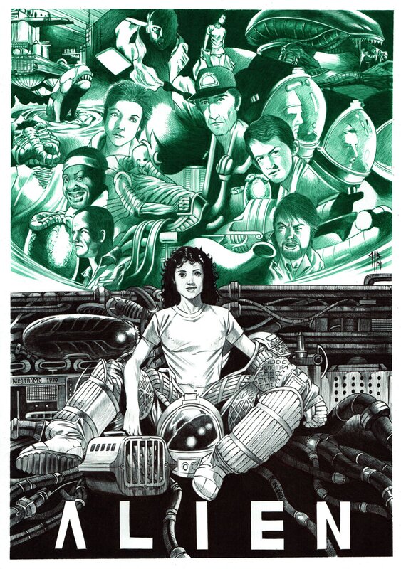 For sale - Philippe Bringel, Alien 1 - première version - Original Illustration
