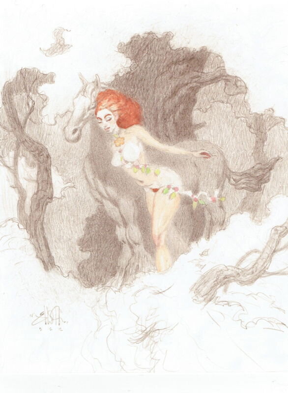 Girl and Horse by Craig Elliott - Original Illustration