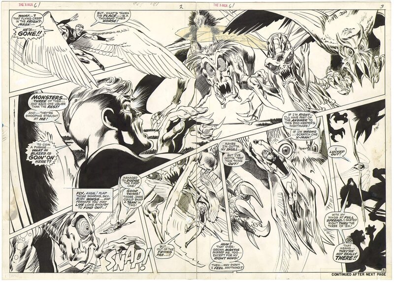 En vente - Neal Adams, Tom Palmer, X-Men #61 p2+3 (Double Spread) - Planche originale