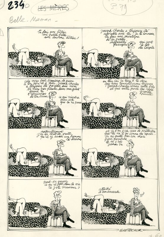 En vente - Claire Bretécher, Les Frustrés - Belle-maman - Planche originale