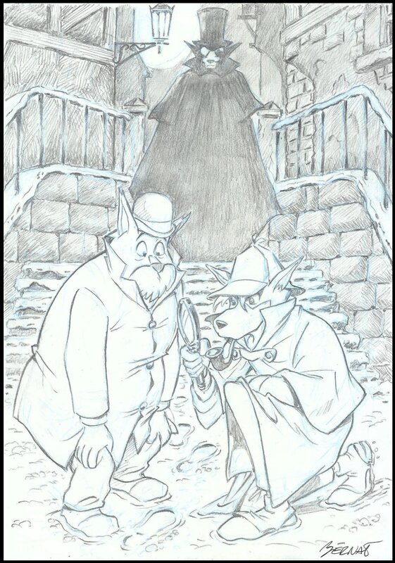 Bernardo Serrat, Sherlock et Watson contre Moriarty - Illustration originale