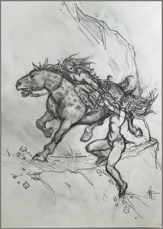 Nicolas Bournay, Croquis cavalier & princesse - Original art