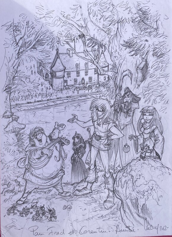 Philippe Luguy, illustration originale, Percevan et ses amis. - Original Illustration