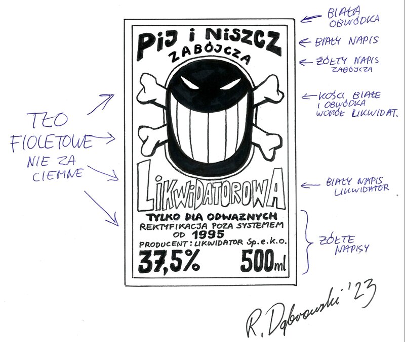 Ryszard Dąbrowski, Liquidator - Étiquette de bouteille - Original art