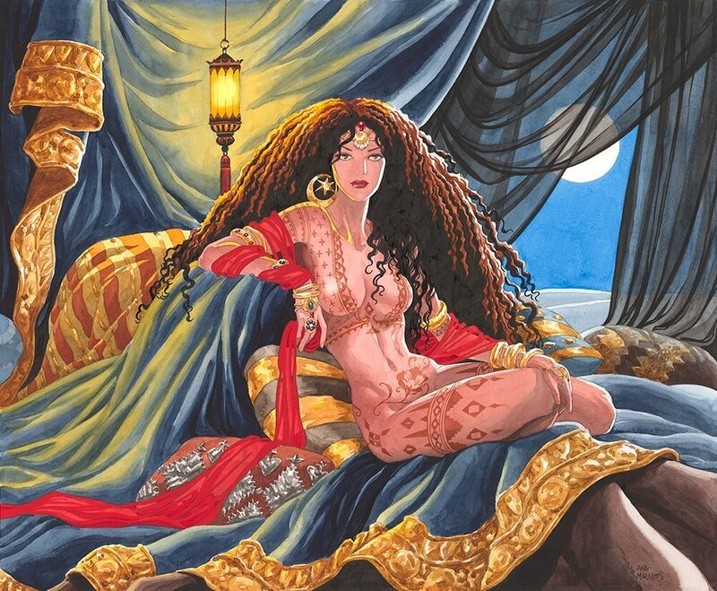 Ana Mirallès, BONNE ET HEUREUSE ANNEE avec Djinn - Couverture Jorge Pardo - Illustration originale