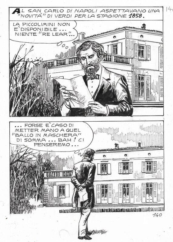 Francesco Pescador, Giuseppe Verdi - La vita, gli amori, le opere, planche 96 - ALBI NUOVI Tuttostoria (casa editrice Geis) - Planche originale