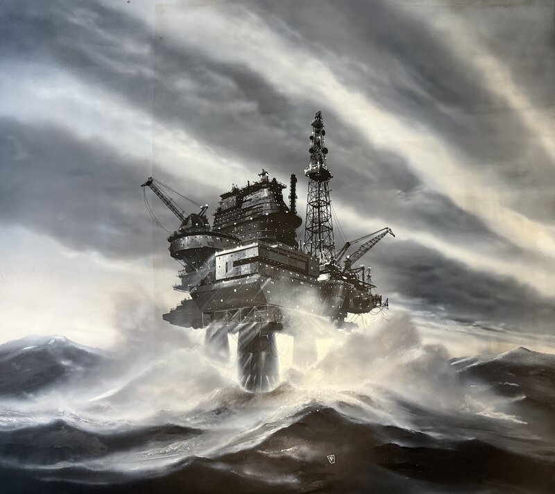 Oil Rig by Chris Foss - Original Illustration