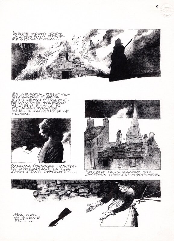 En vente - Dino Battaglia, Mamma Sauvage [Contes et nouvelles de guerre] - Planche originale