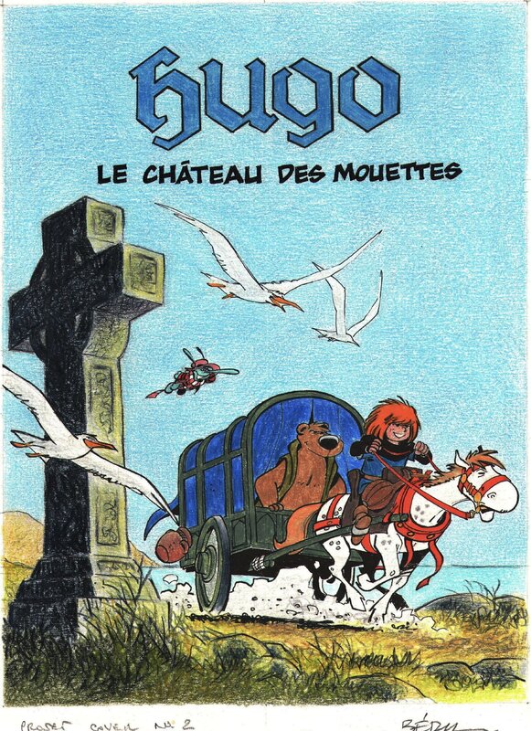 Bédu - Hugo - Le Château Des Mouettes (4) - 1989 - Cover color preliminary - Planche originale