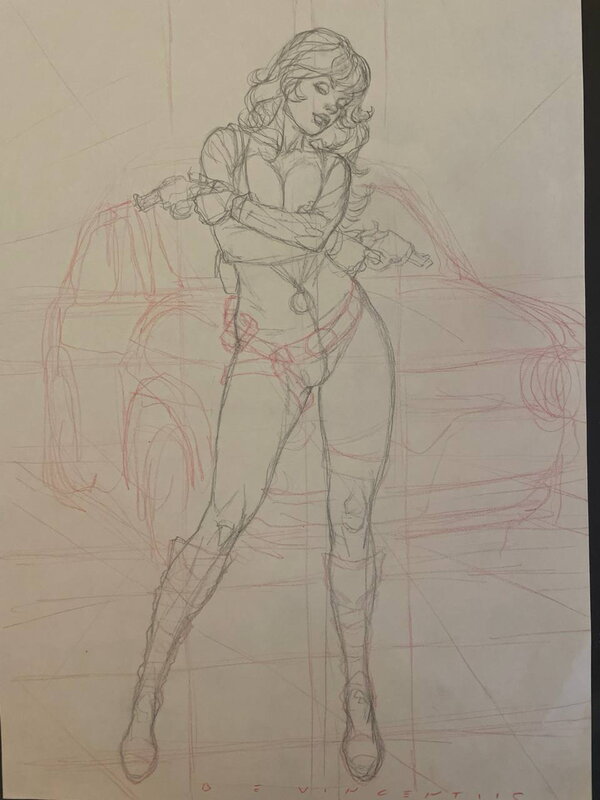 Sexy Girl by Adriano De Vincentiis - Original Illustration