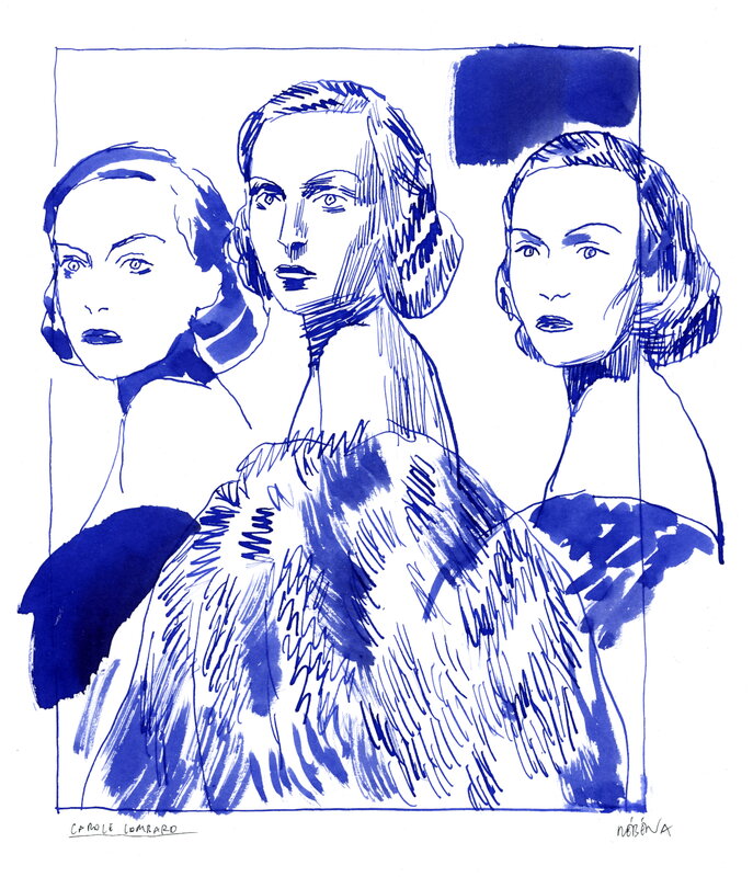 For sale - Frédéric Rébéna - Carole Lombard - Original Illustration