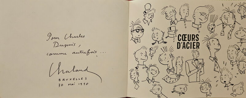 Yves Chaland, 1990 - Spirou : Coeurs d'acier à Mr Dupuis - Dédicace