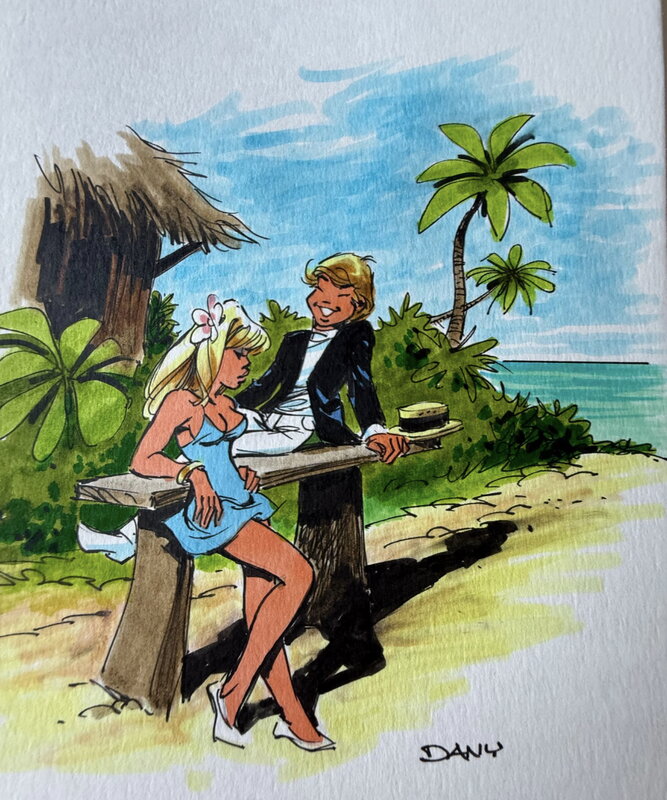 Dany, Colombe et Olivier à la plage - Illustration originale