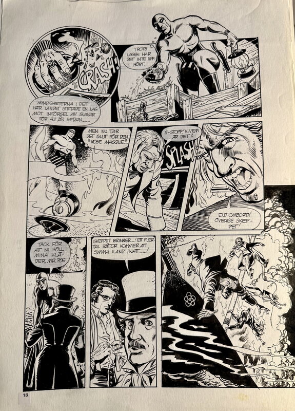 César Spadari, Edgar Allan Poe, Lee Falk, The Mistery of Baltimore “The Phantom “ - Planche originale
