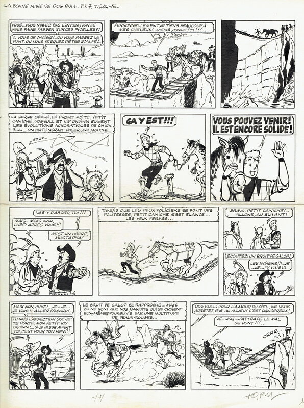 En vente - Tibet, 1957 - Chick Bill : la Bonne Mine de Dog Bull - Planche originale