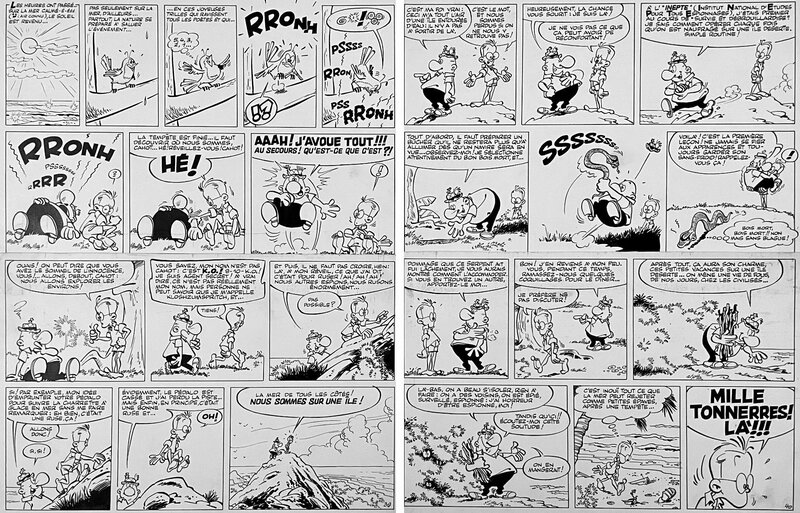 For sale - Greg, 1964 - Achille Talon : double planche avec Morris - Comic Strip