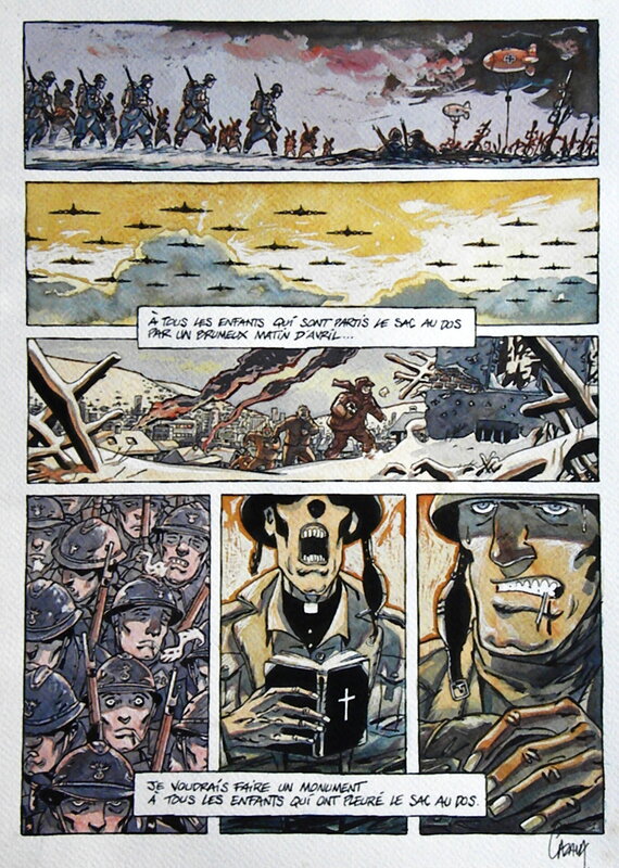 En vente - Heavy METAL –  » To all the children « – Planche originale – Page 1 – Gilles Cazaux – Boris Vian - Planche originale