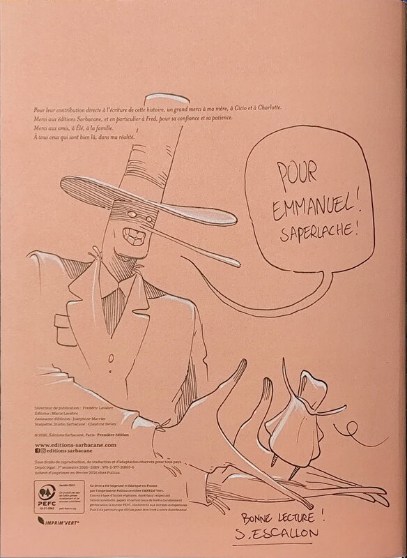 Sylvain Escallon, Saperlache 2026Avr16 - Dédicace