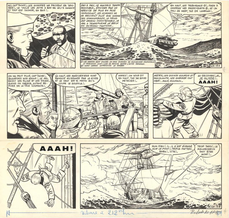 Jean-Michel Charlier, Victor Hubinon, Barbe-Rouge - L'ile de l'homme mort - T7 p13 - Planche originale