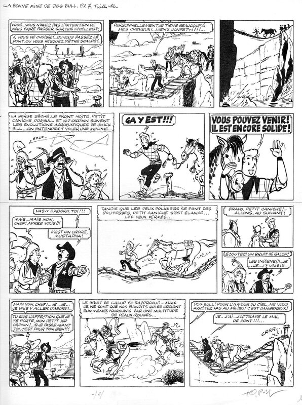 En vente - Tibet, 1957 - Chick Bill : la Bonne Mine de Dog Bull - Planche originale