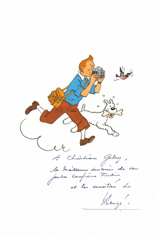 En vente - Hergé, 1960's - Tintin et Milou Reporter - Illustration originale