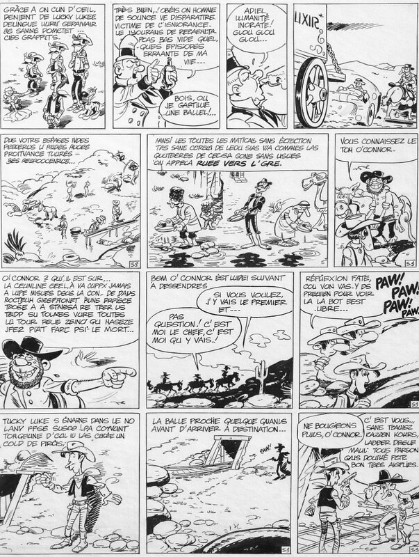 En vente - Morris, René Goscinny, 1978 - Lucky Luke : La Ballade des Dalton - Planche originale