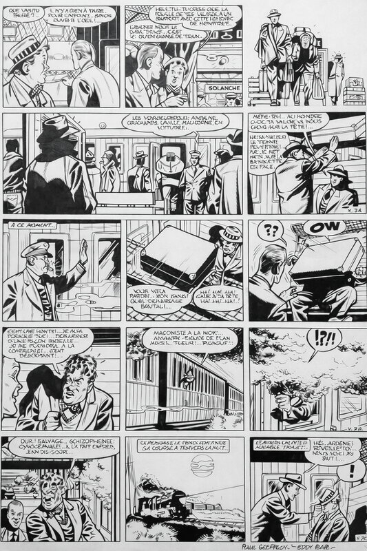 En vente - Eddy Paape, 1952 - Valhardi : le Château Maudit - Planche originale