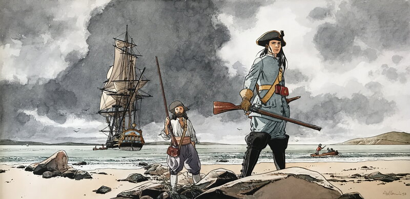 En vente - Patrice Pellerin, 1997 - l'Epervier : Tempête sur Brest - Illustration originale