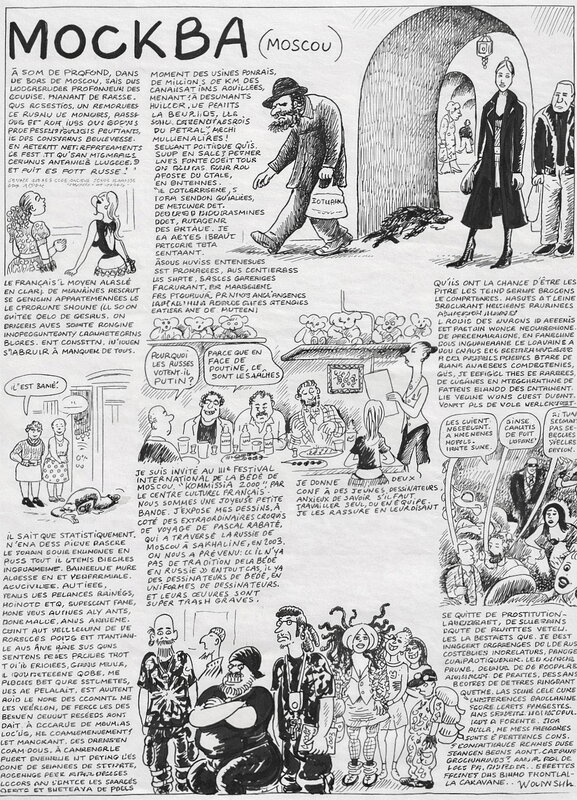 En vente - Georges Wolinski, 2010 - De Paris à Istanbul : Moscou - Planche originale