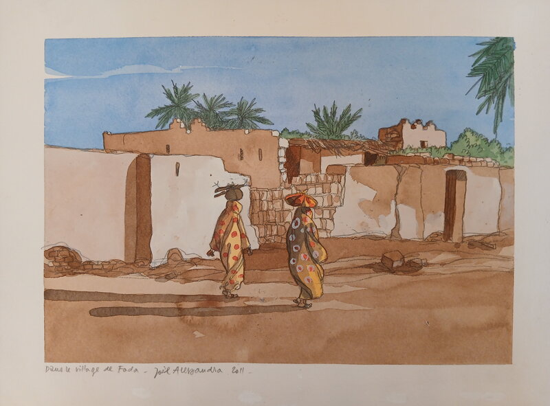 Joël Alessandra, Dans le village de Foda - Original Illustration