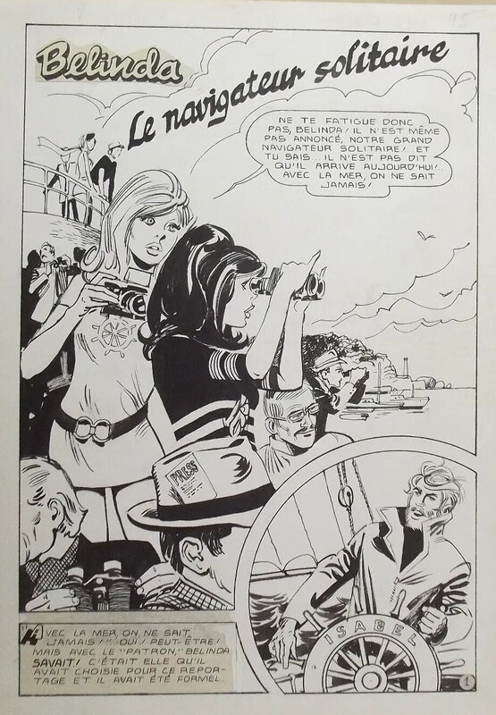 Mario Cubbino, Bélinda, le navigateur solitaire - Parution dans le magazine Shirley et Bélinda n°95 (Mon journal) - Planche originale