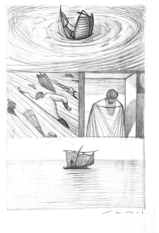Andrea Serio, Il naufragio di Ulisse - Illustration originale