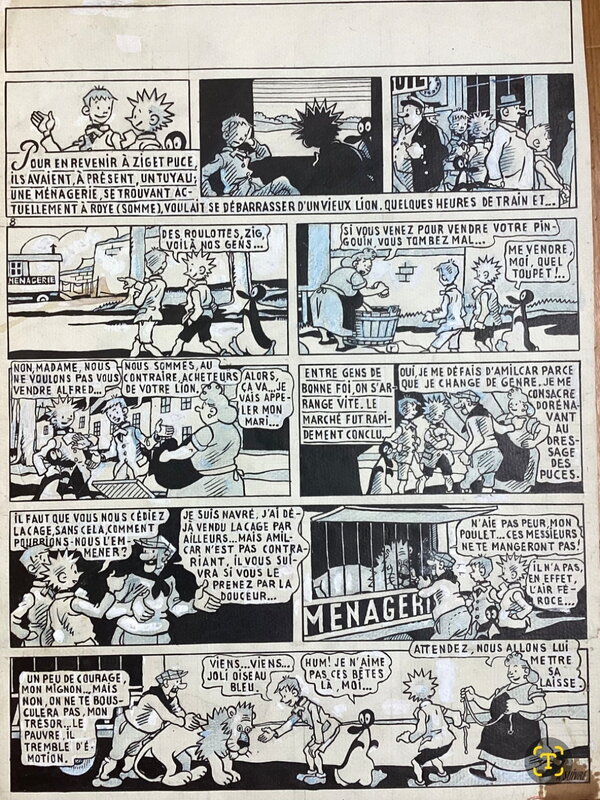 Saint-ogan, Les nouvelles aventures de Zig et Puce et du pingouin Alfred - Planche originale