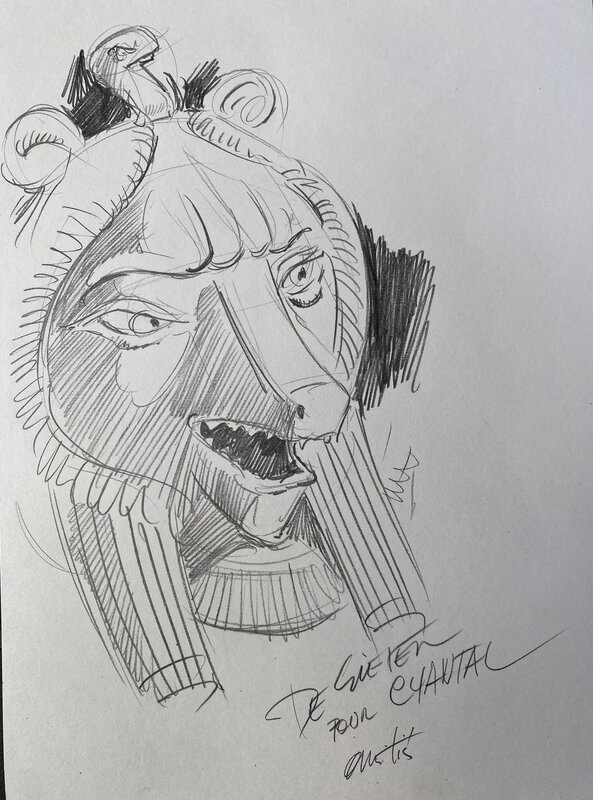 Lucien De Gieter, illustration originale représentant la Déesse Ouadjet, protectrice de Pharaon, pour la série 