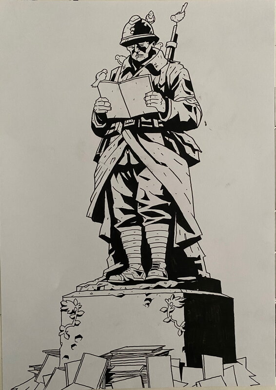 Bones, illustration originale, affiche du Salon de la BD Historique, Musée de la Grande Guerre à Meaux. - Illustration originale