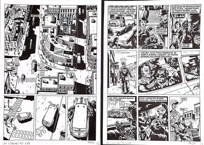 En vente - Mezzo, Michel Pirus, Les Désarmés - tome 2 - planche 16 et planche 17 - Planche originale