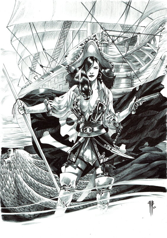 En vente - La femme pirate par Philippe Bringel - Illustration originale