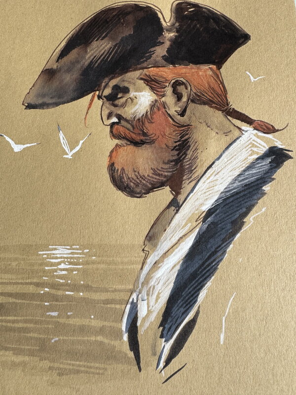 En vente - Barbe ROUGE STEFANO CARLONI SUPERBE AQUARELLE - Illustration originale