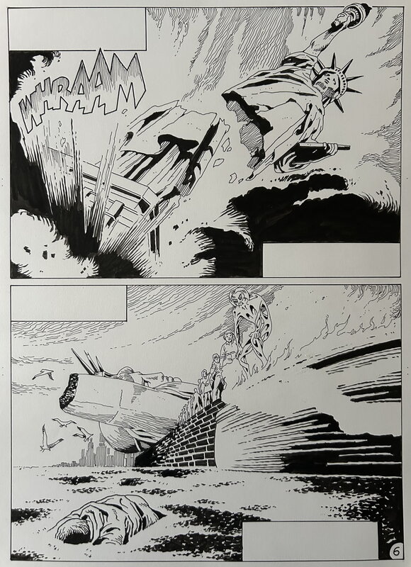 En vente - Luciano Bernasconi, Jean-Marc Lofficier, Jean-Yves Mitton, Bernasconi, Wampus, Interlude à Manhattan, planche nº6, Mustang#313, 2003. - Planche originale