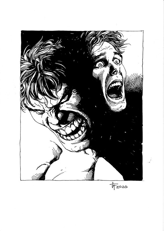 Hulk/Bruce Banner par Gary Frank - Illustration originale