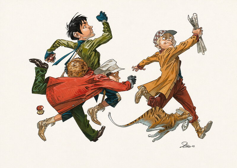 For sale - David Etien, Jean-Blaise Djian, Olivier Legrand, Arthur Conan Doyle, 2012 - les Quatre de Baker Street - Original Illustration