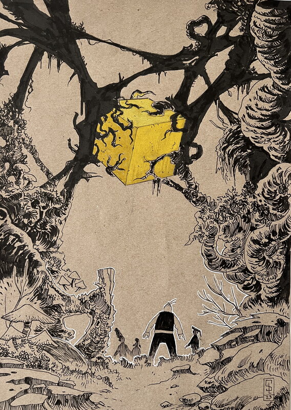 Stephan Louwes, Nero hommage - De knalgele kubus - Illustration originale