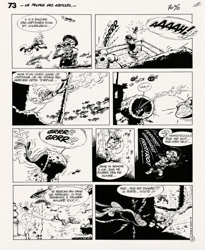 En vente - Pierre Seron, Janry, Tome, Mittéï, 1978 - les Petits Hommes :  le Peuple des Abysses - Planche originale