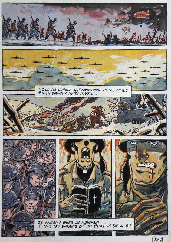 En vente - Heavy METAL –  » To all the children « – Planche originale – Page 1 – Gilles Cazaux – Boris Vian - Planche originale