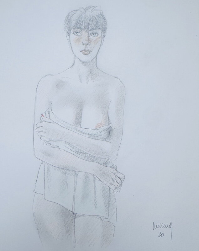 En vente - André Juillard, Louise sortant de la douche - oeuvre couleur - Illustration originale