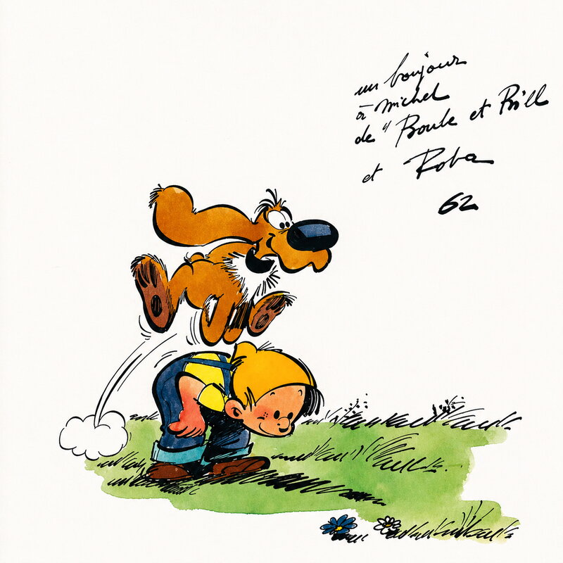 For sale - Jean Roba, 1962 - Boule et Bill joue à saute-mouton - Original Illustration