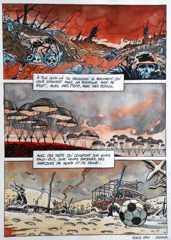 En vente - Heavy METAL –  » To all the children « – Planche originale – Page 4 – Gilles Cazaux – Boris Vian - Planche originale