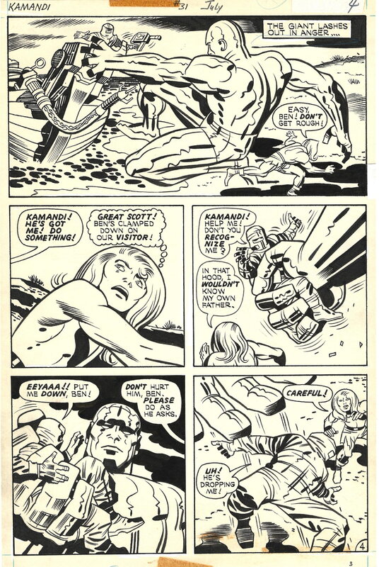 En vente - Kamandi # 31 page 4 par Jack Kirby, D.Bruce Berry - Planche originale